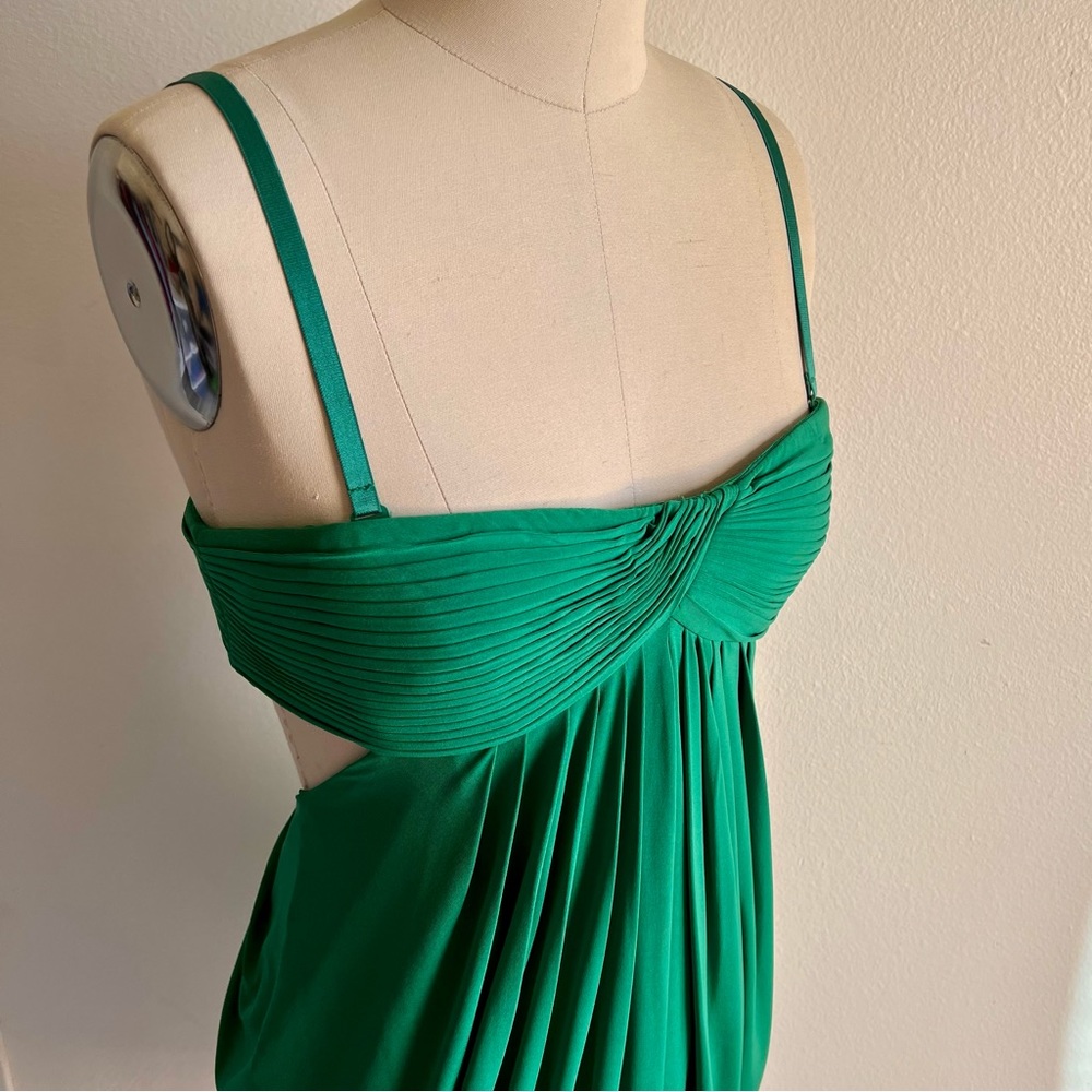 BCBGMaxazria Medium Emerald Green Open Back Mini Dress Strapless Straps - Picture 6 of 16